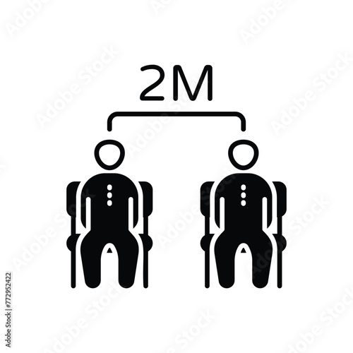 Black Solid Social Distancing vector icon