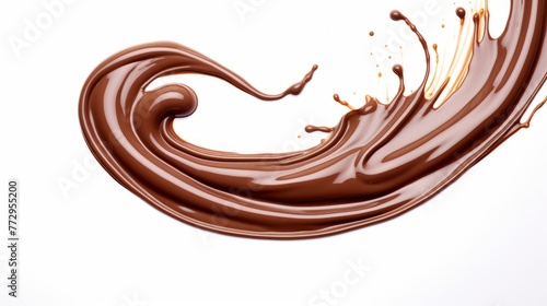 Hot melted chocolate swirl isolated on a white background