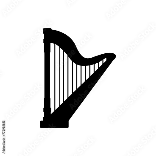 Harp icon vector. Music illustration sign. Orchestra symbol or logo.