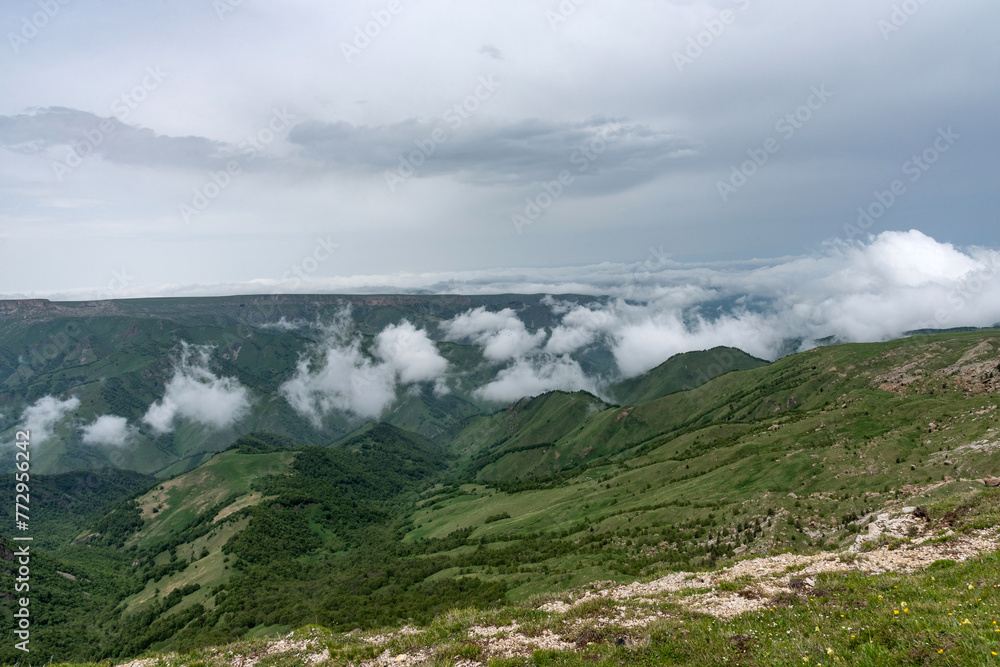 Picturesque summer view of Bermamyt plateau. One of the most picturesque attractions in the south of Russia. 