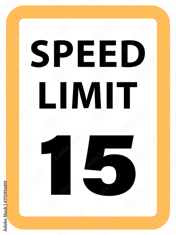 Speed Limit Sign 15 mph, yellow , vector style png Speed Limit Sign 15 mph, yellow , vector style png