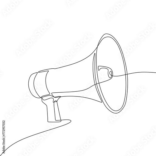 Single continous line art of megaphone