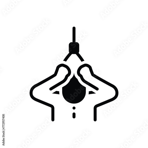 Black solid icon for suicidal thought