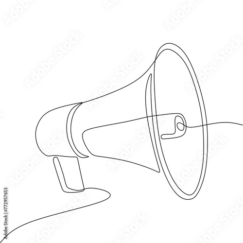 Single continous line art of megaphone