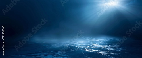 Aquatic Serenity A Blue Ocean Scene with Sunlight and Ripples Generative AI