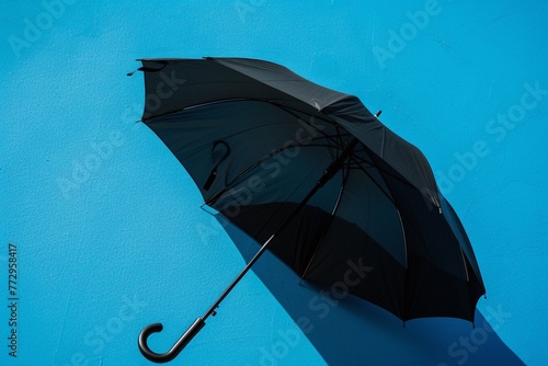 Umbrella Shadow on Blue Wall A Cool and Breezy Look for Summer Months Generative AI