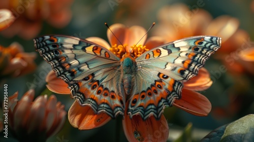 Butterfly on orange flower