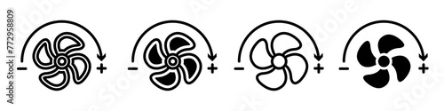 Icon Set for Adjustable Ventilation Speed and Airflow with Cooling Fan Illustrations