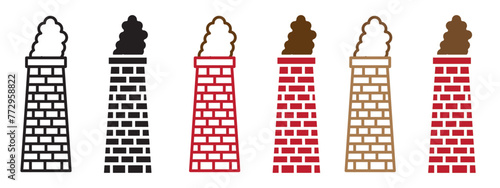 Air Purification and Chemical Emission Control Chimney Icons for Factories and Residences
