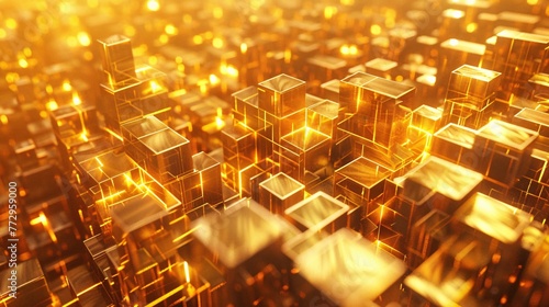 Golden Blocks of Light A Glowing Tribute to the Monthly Block Party Generative AI