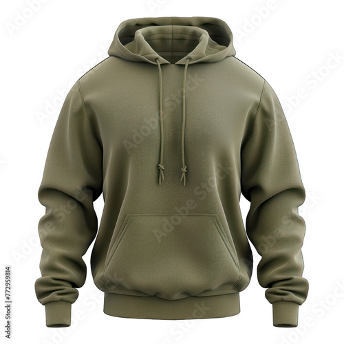 olive green male hoodie sweatshirt long sleeve with clipping path, men's hoodie with hood for your design mockup for print, on a transparent background. template for winter clothes.