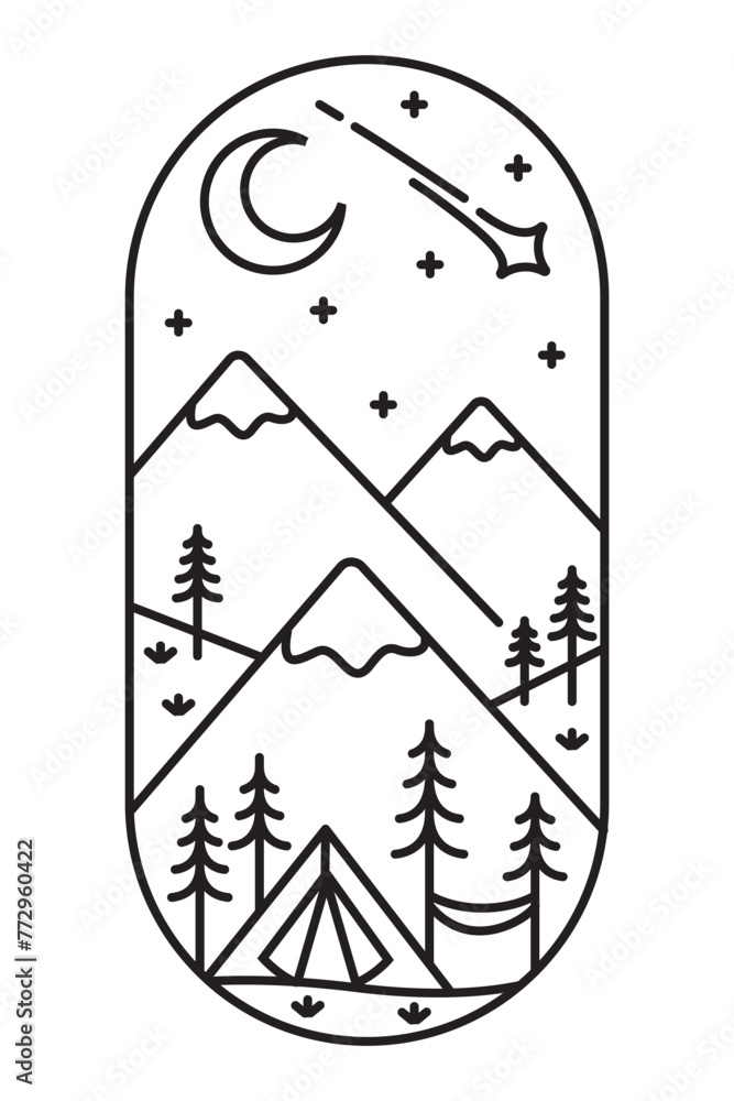beautiful mountain views line art illustration beautiful mountain views line art illustration