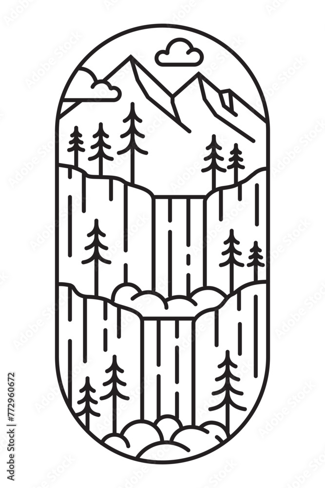 beautiful mountain views line art illustration beautiful mountain views line art illustration