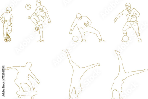 Adobe Illustrator Artwork Illustration of a detailed vector silhouette design sketch of human activity while exercising to complete the image with a white background