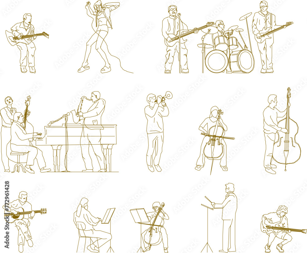 Adobe Illustrator Artwork vector design sketch illustration of a musician playing an orchestral musical instrument Adobe Illustrator Artwork vector design sketch illustration of a musician playing an orchestral musical instrument