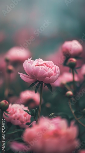 Wallpaper Mural Pink peony bloom against a blurred background Torontodigital.ca