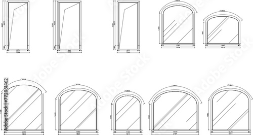 Fototapeta Naklejka Na Ścianę i Meble -  Adobe Illustrator Artwork vector design sketch illustration of door opening architectural engineering drawin