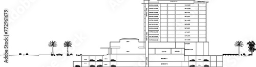 Adobe Illustrator Artwork vector design sketch illustration, architectural engineering drawing, hotel structure section photo