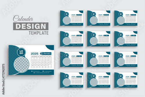 New Year Desk Calendar  2025 Template Design Set (ID: 772962075)