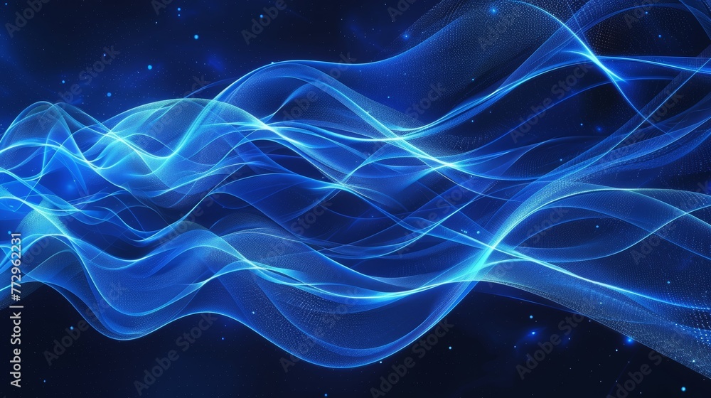 Abstract blue light waves on dark background Abstract blue light waves on dark background