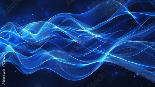 Abstract blue light waves on dark background © iVGraphic