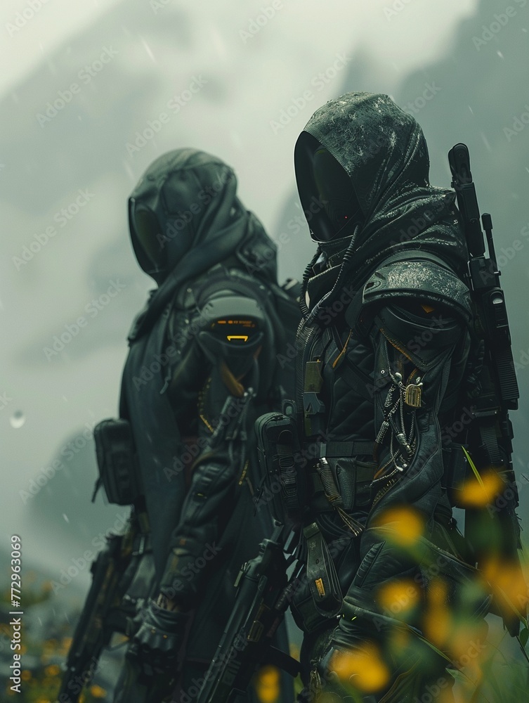 A Rogue and an Assassin teaming up for a stealth mission in enemy territory A Rogue and an Assassin teaming up for a stealth mission in enemy territory