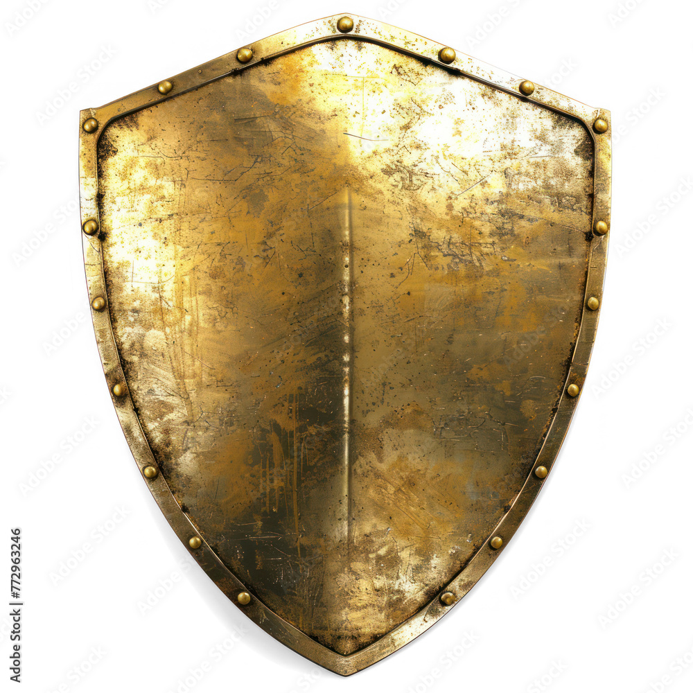 Golden shield, pure on transparency background PNG
