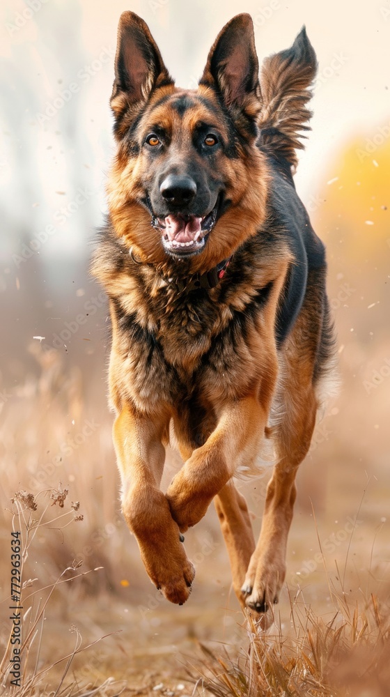 German shepherd running in a field German shepherd running in a field