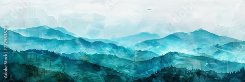 A serene mountain landscape with a touch of modernity Generative AI