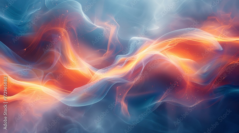 Abstract fiery and icy smoke waves