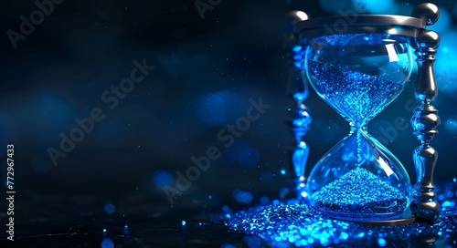 Glittery Blue Hourglass A Time-Ticking, Sparkling Sensation Generative AI © Bipul Kumar