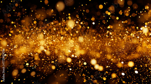 Gold Glitter Dust Background with Black Background