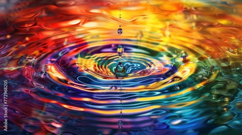 Colorful water drop ripple