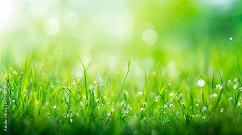 Fresh green grass with water droplets