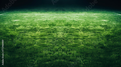 Soccer field with lush green grass photo