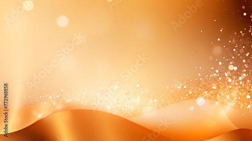 Abstract Gold Background with Shiny Waves and Bubbles