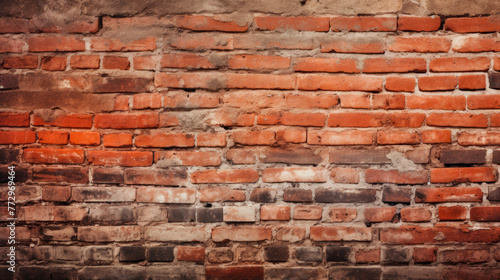Close-up of weathered red brick wall