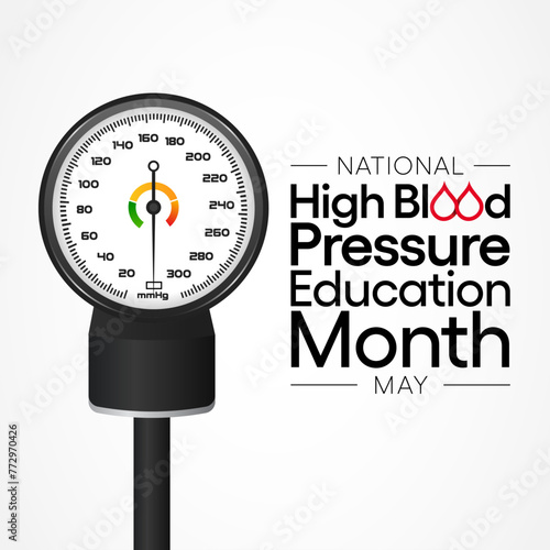 High Blood pressure (HBP) education month is observed every year in May. it is also called hypertension. vector illustration