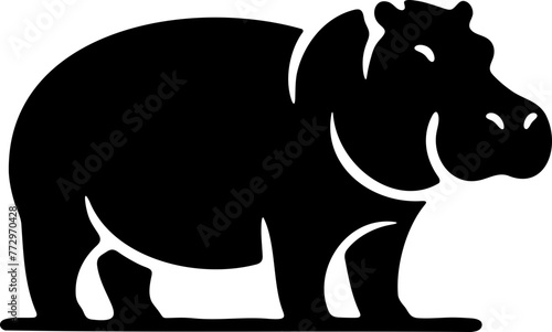 Hippopotame noir, silhouette sur fond transparent 