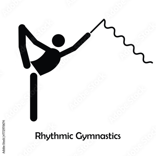 Rhythmic gymnastics flat black icon vector isolated on white background
