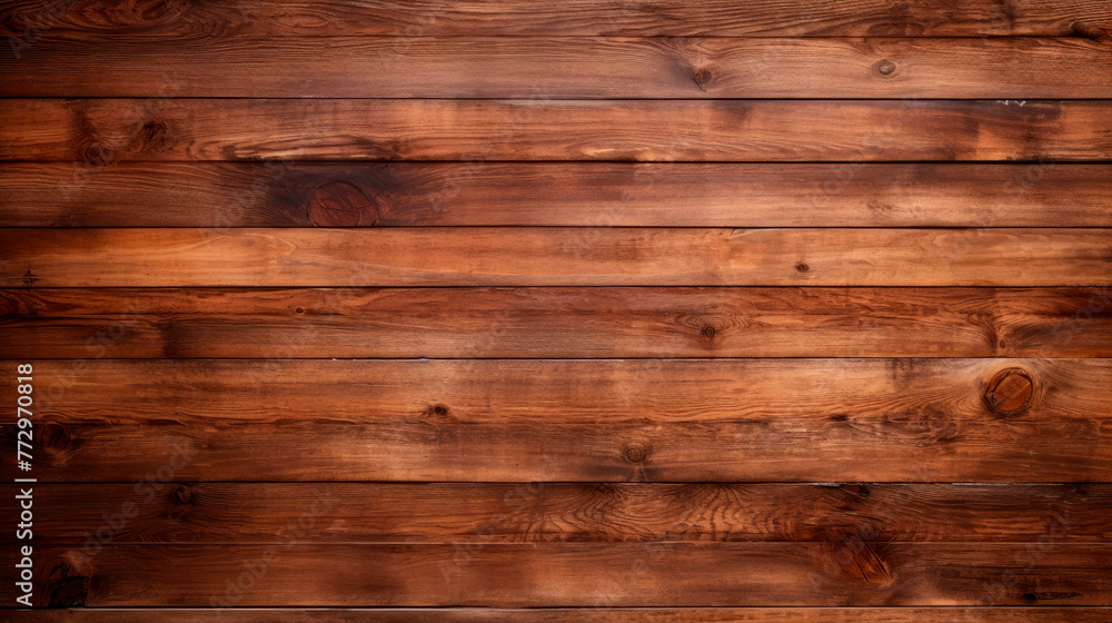 Naklejka premium Close-up of a wooden wall with a brown stain