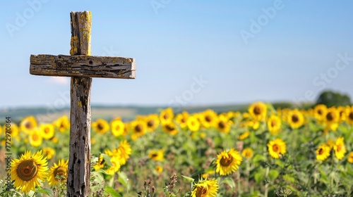 Sunflower Fields A Crossroads of Nature and Faith Generative AI