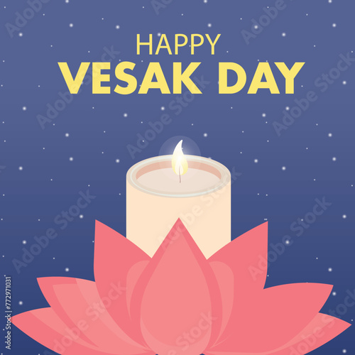 Happy vesak day or buddha purnima. Pink water lily or lotus flower with bokeh background with copyspace. Concept holiday vesak day, religious, buddhism, lotus background