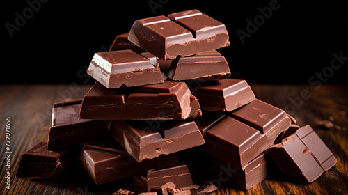Chocolate pieces on a table