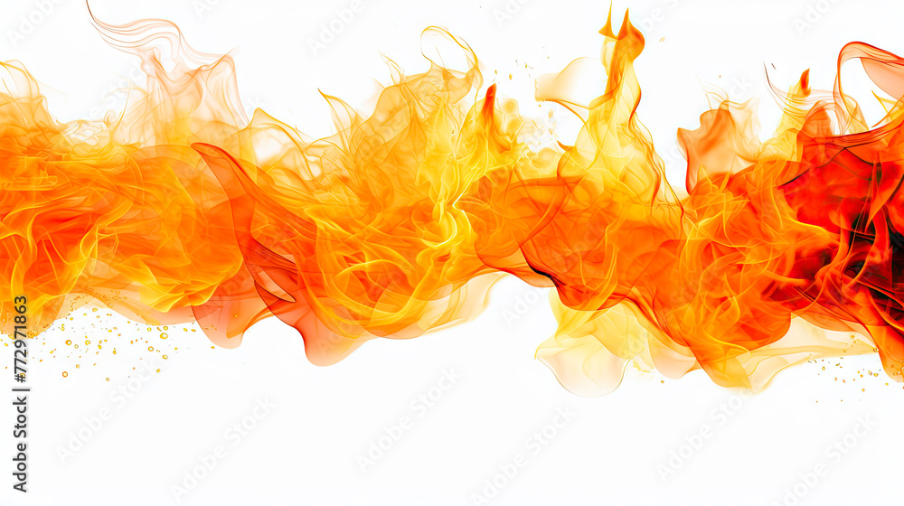 Fire flames shape against white backdrop