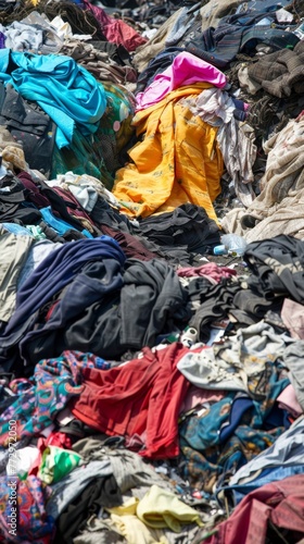 Pile of discarded clothes at a landfill