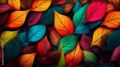 Wallpaper Mural Colorful leaves close up macro view Torontodigital.ca