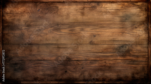 An aged wooden surface with a deep brown stain