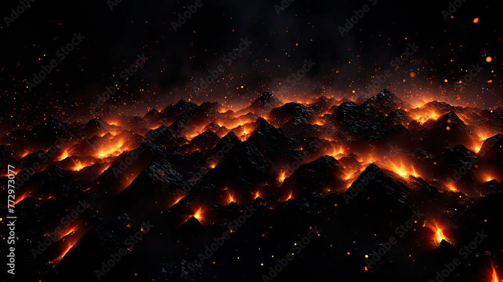 A mountain engulfed in flames - obrazy, fototapety, plakaty 