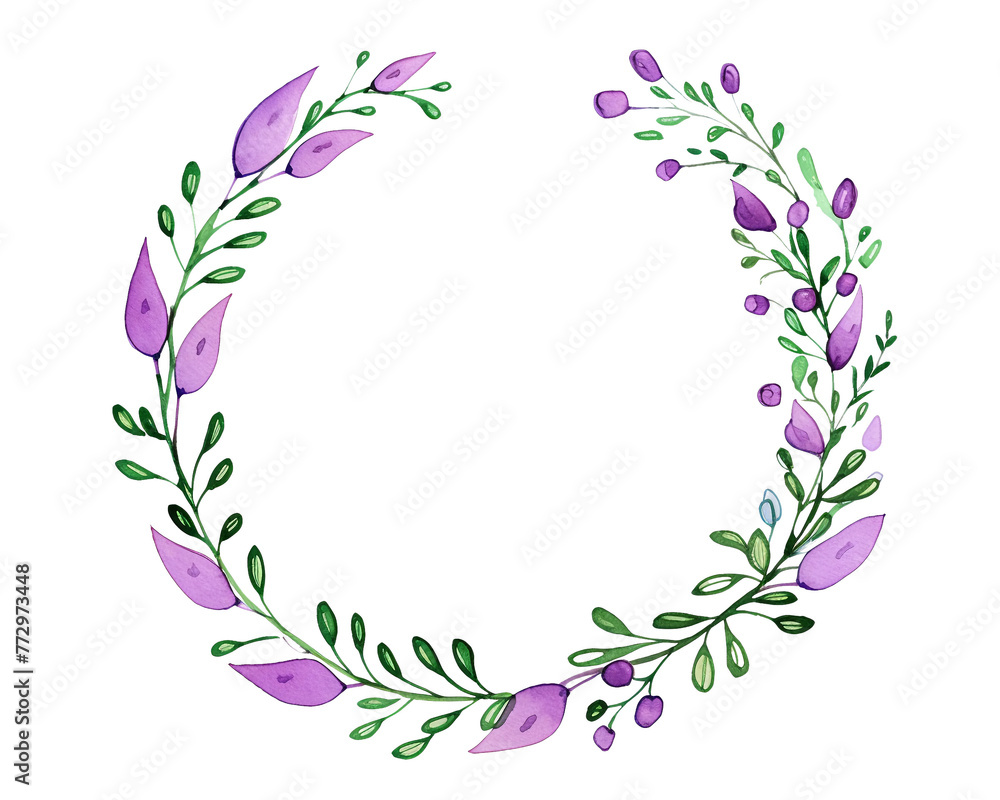 Heather Geometric Frame , watercolor, Floral Frame, isolated white background